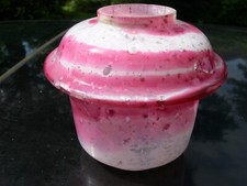 CRANBERRY SWIRL MICA GLITTER ART GLASS  FONT FOR HINKS DUPLEX KEROSENE OIL LAMP