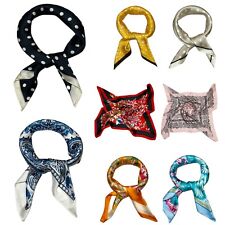 Square Satin silk Scarves Printed Neck Scarf 50s Retro Women Scarf Lightweight