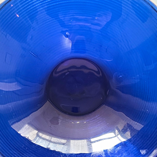 Blue ribbed cobalt - blue, round