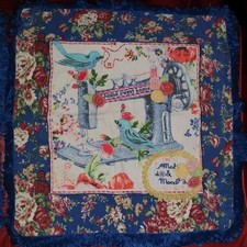 2 x NEW Arts & Crafts Cushion covers Embroidery vintage Sewing machine Birds 