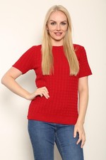 Ladies Short Sleeve Cable Knit