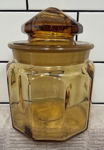 Vtg mcm amber glass apothecary - vtg,