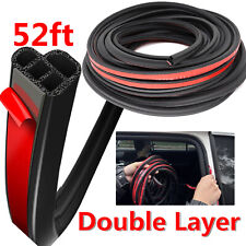 52Ft L-Shape Rubber Universal Car Door Seal Strip Hollow Edge Guard Weatherstrip