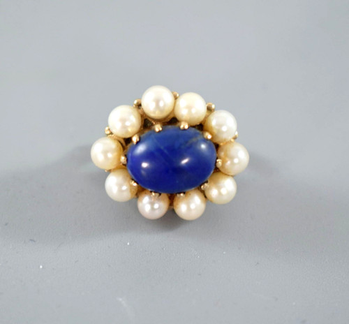 Vintage 9ct gold lapis - &,