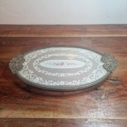 Vtg oval gilt filigree vanity - oval,