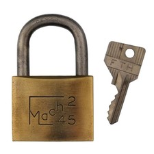 FTH Thirard MACH 2 BRASS PADLOCK with Original Key 2¾" Height Vintage - ref.P721