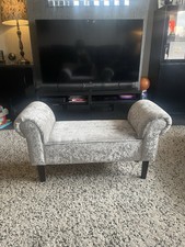 Crushed Velvet Window Seat Bed End Sofa Dressing Chair Chaise Lounge Bench