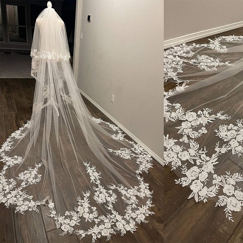 Two tier applique wedding veil - two,