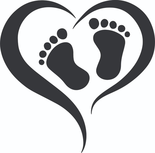 Baby feet and heart stencil - heart,