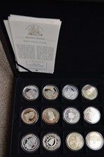 Museum Collection 12 silver coin Set Historic Coin of Great Britain COA + CASE b
