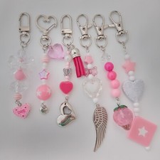 Bag charm Beaded Key chain Choose Bow star Fruit Heart wing Cute Gift Pink A