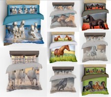 Digital Print Horses Duvet Quilt Cover With Pillowcases Bedding Set All Sizes