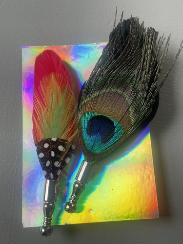 Peacock feather brooch - 2x,