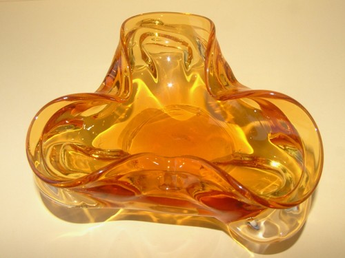 Vintage amber art glass - a, dish