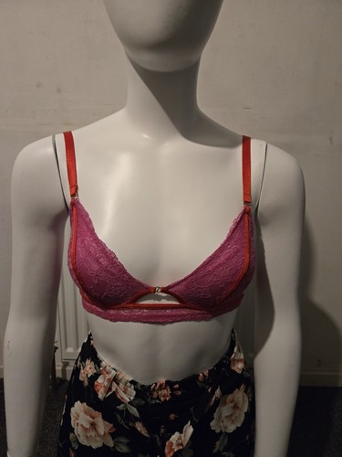 Pink lace triangle - lace, bralette