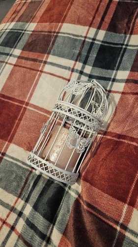 Decorative white bird - bird, cage