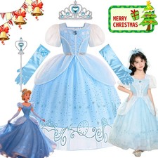 Girls Cinderella Princess Costume Christmas Fancy Dress Up Cosplay Party Gifts