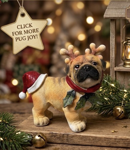 Christmas pug ornament statue - pug,