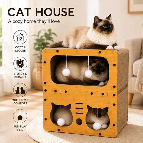 Cardboard cat scratcher house - cardboard,