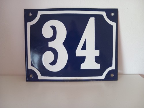 French enamel blue house - french,