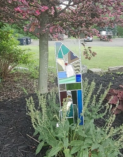 Stained glass garden stake - stained,