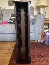 Large Dark Brown Wood CD Storage Cabinet Tower Rack Holds 40+ CDs