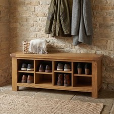 Shoe Storage Bench Rustic Oak