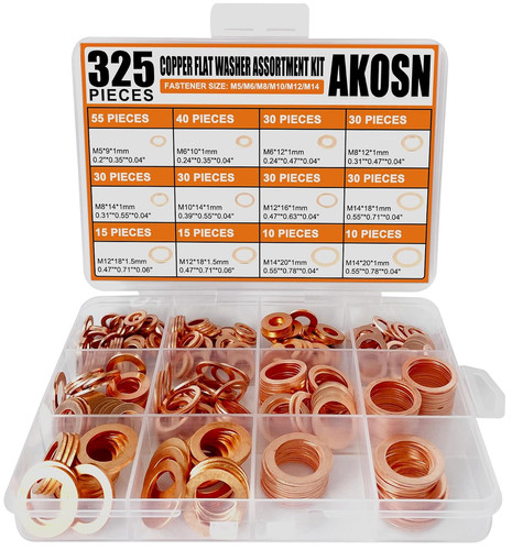 Copper flat washers - washers, assortment