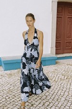 ZARA BLUE FLORAL PRINT HALTER