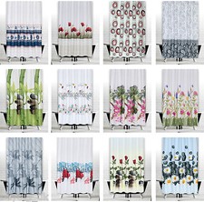 Modern Bathroom Shower Curtains, Choice of Extra Long and Wide or Narrow Width