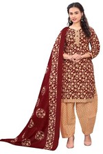 Women Maroon & Beige Cotton