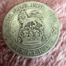 1913 George V Sixpence Silver