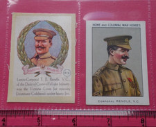 TRADE CARDS HOME AND COLONIAL WAR PICTURES (M) CPL. RENDLE V.C + ANON SILK
