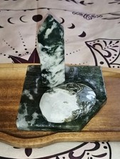 3pc Moss Agate Crystal Bundle Set Joblot | Slab | tower | Palm Stone