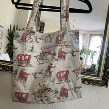 Cath Kidston Tote Bag Western Cowboy Print Shopper Cotton Handbag Vintage Rare 