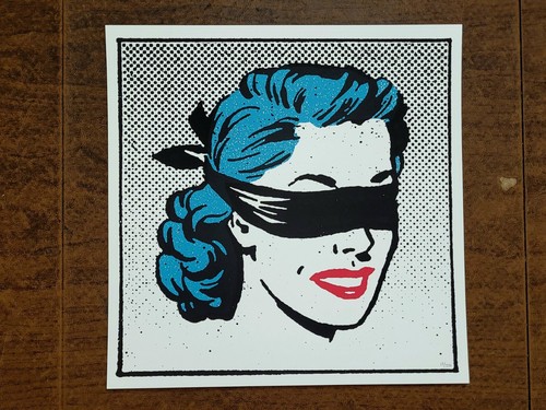 Blindfolded woman art print - art,