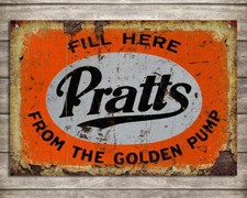 Pratts Motor Oil Golden Pump Vintage retro garage Workshop Metal Tin sign plaque