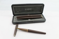 Parker 50 Falcon Fountain Pens Vintage Brown Casing Writing Gold Plate Nibs  x 3