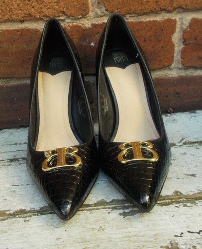 Biba black leather moc croc - black,