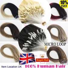 1G 14"-24" Double Drawn Micro Ring Bead Loop Link Tip Weft Human Hair Extensions