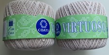 2x 50g Virtuoso Coats crochet cotton yarn col 504 265m beige colour