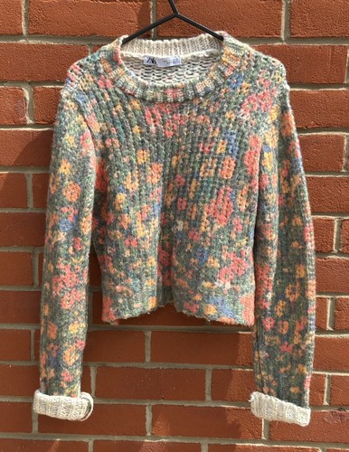 Zara wool blend cropped floral - wool,