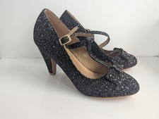Schuh Black Glitter Bow Heels