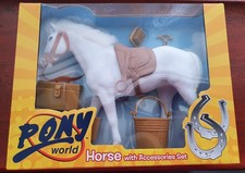 NEW PONY WORLD White Horse with Accessories set horses play set plush Horse toy