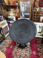 Black Wicker And Chrome swivel