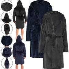 Men Dressing Gown Soft Luxury Sherpa Hooded Nightwear Luxury Teddy Fleece Robe
