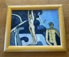 After Keith Vaughan Oil Painting Bathers Modern British School Signed KW 40x30cm