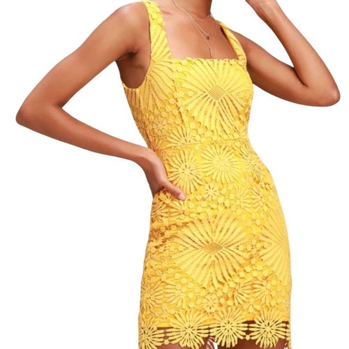 Lulus yellow crochet dress - yellow,