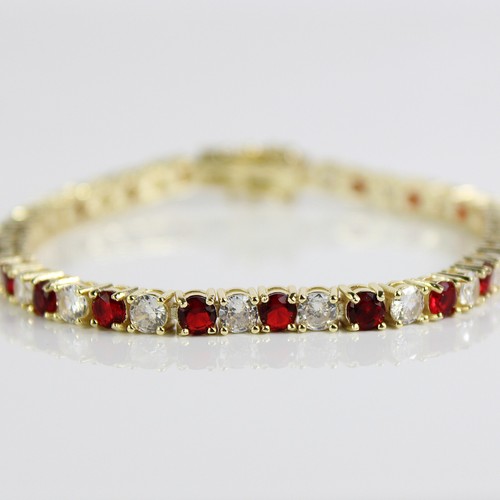 Yellow gold finish - red, ruby