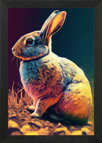Rabbit colorful framed - framed, wall